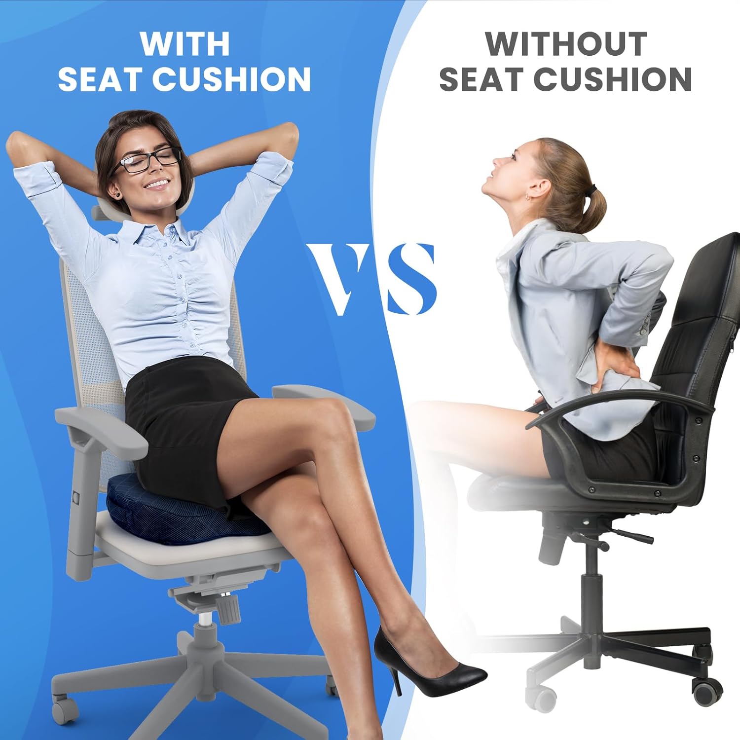 Coussin de Siège en Mousse à Mémoire pour Chaise - Confort pour Chaise de Bureau et de Voiture