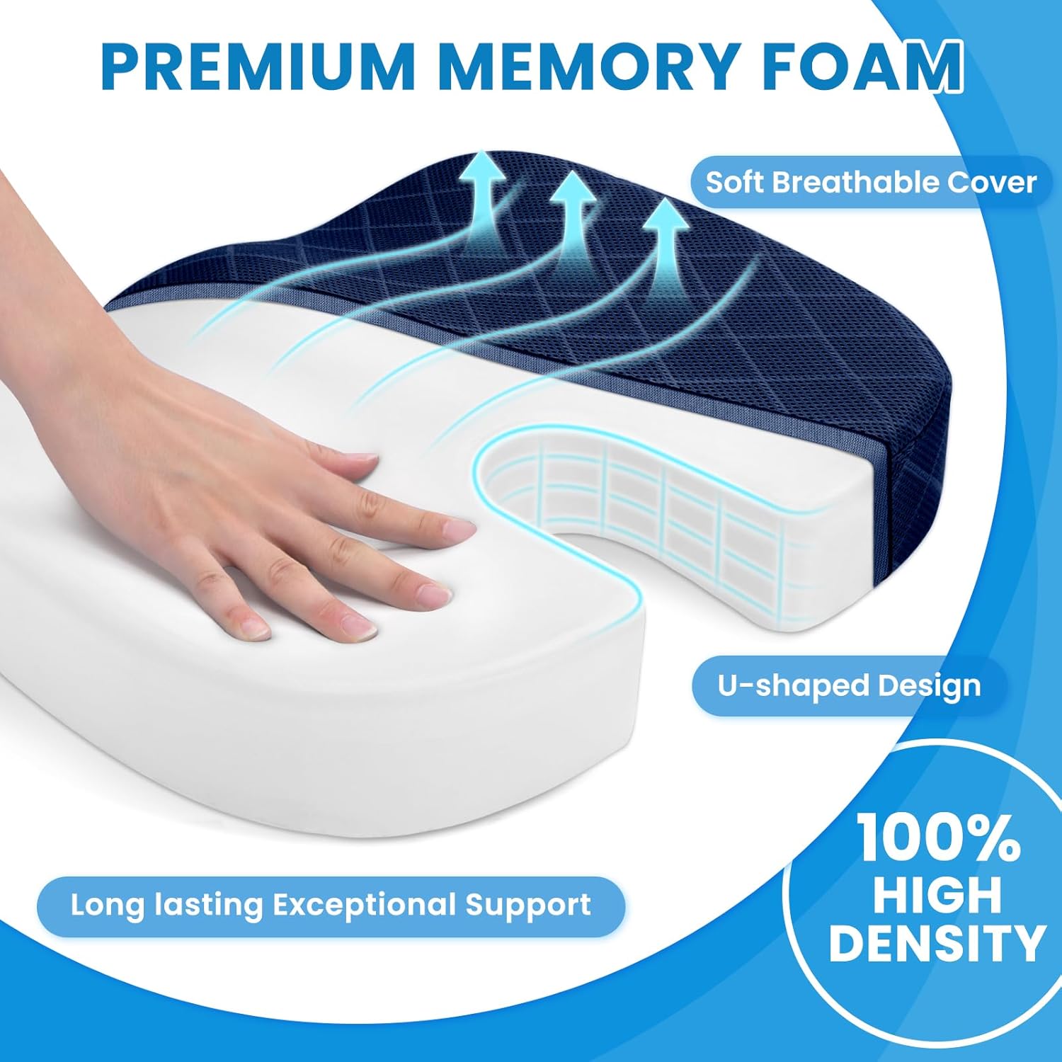 Coussin de Siège en Mousse à Mémoire pour Chaise - Confort pour Siège de Voiture et Chaise de Bureau