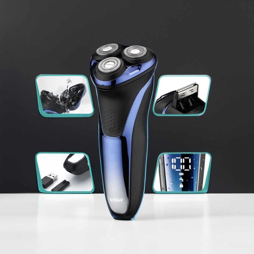 Rasoir Électrique pour Hommes avec Têtes Flexibles 3D pour Précision