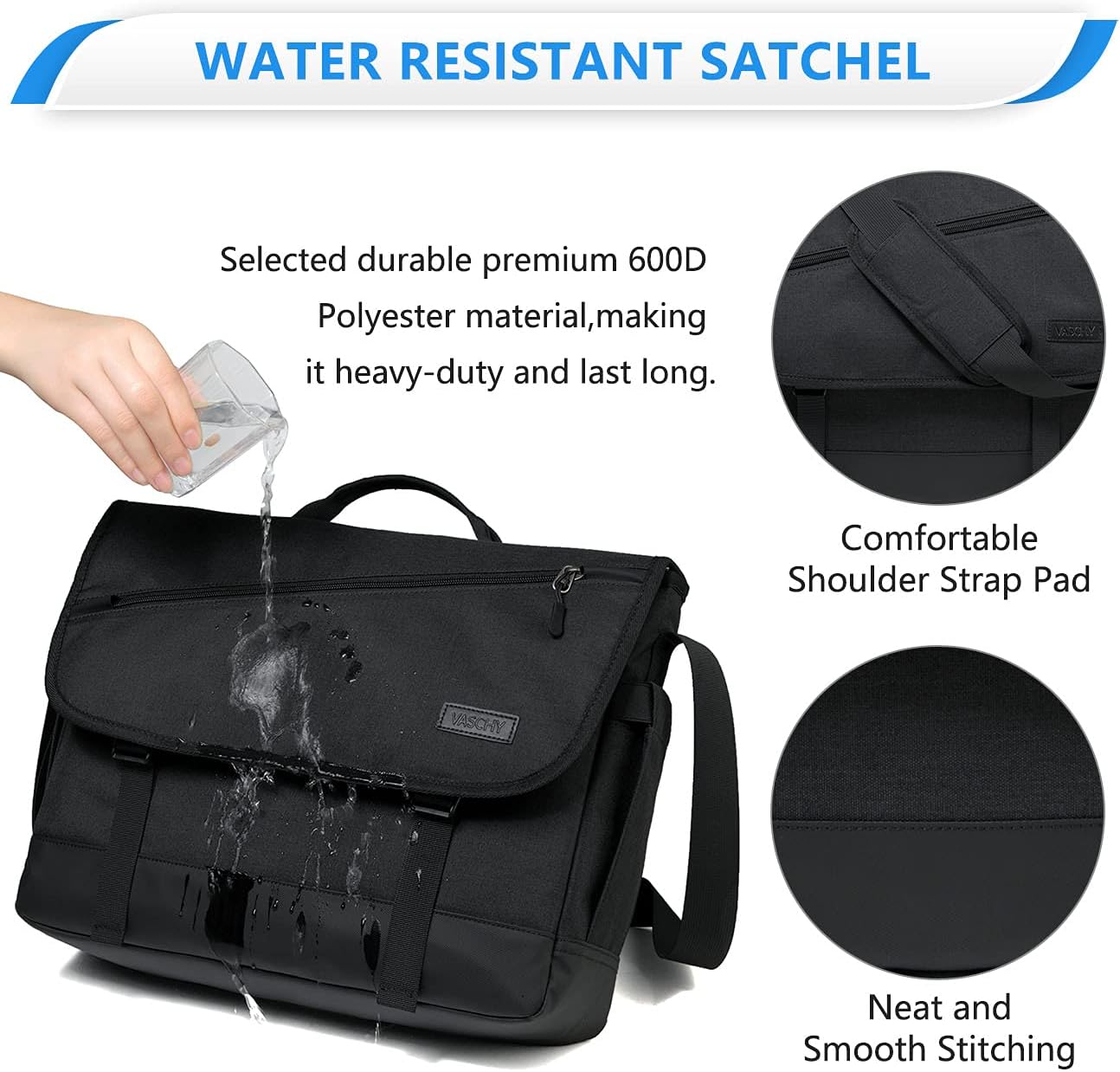Sacoche pour ordinateur portable résistante à l'eau avec bandoulière réglable – Série WorkMate