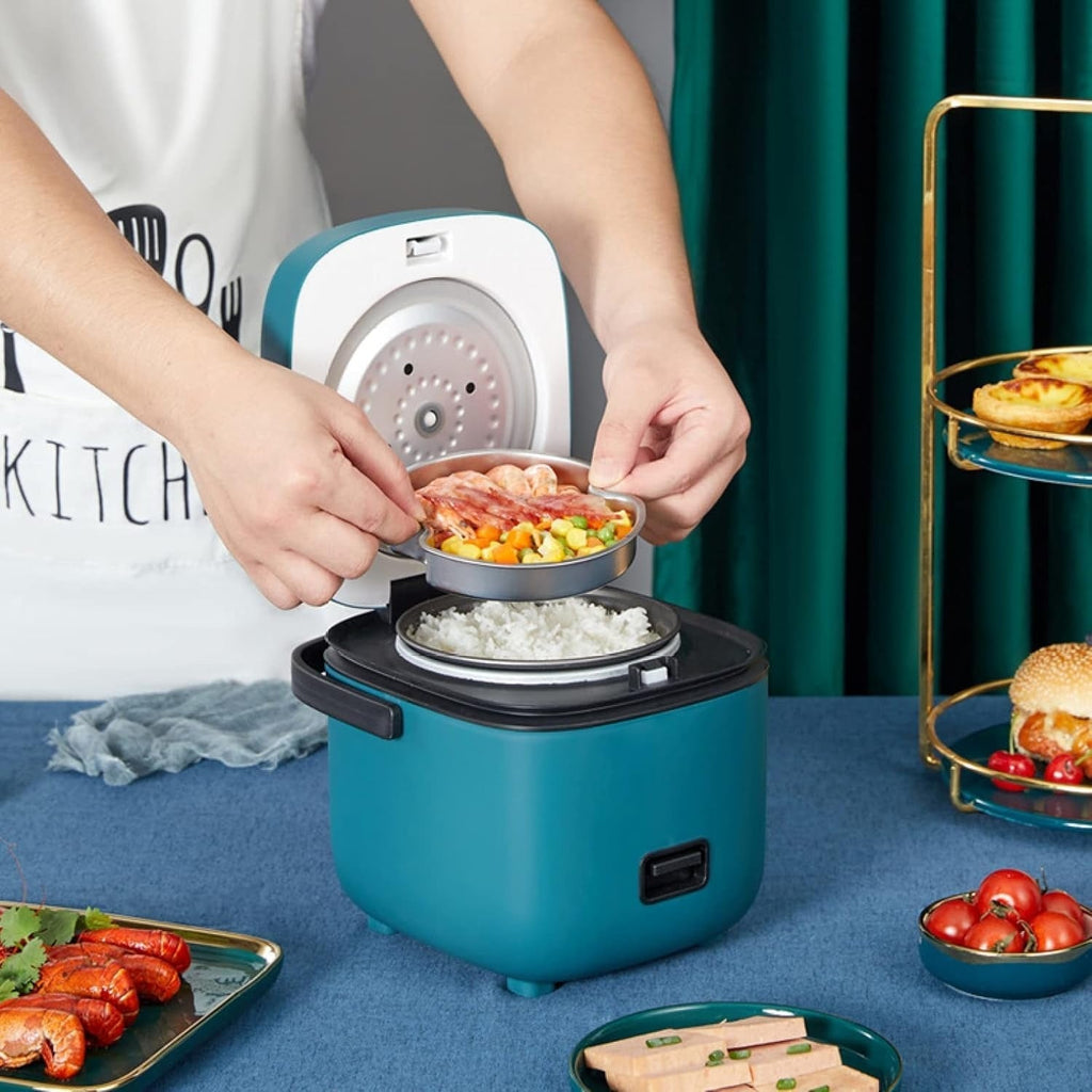 Cuiseur de Riz Mini Compact pour 1-2 Personnes & Cuit-Vapeur Multifonction
