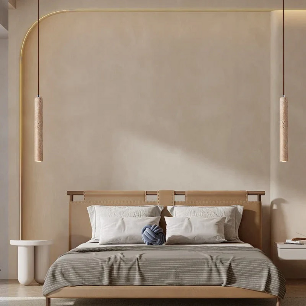 Chandelier LED en Travertin Minimaliste de Style Wabi-Sabi - LumoLine