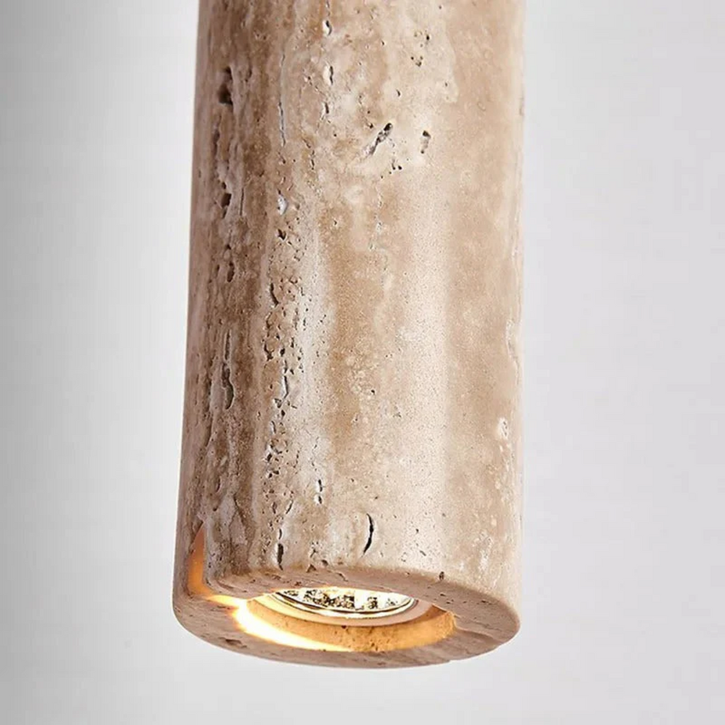 Chandelier LED en Travertin Minimaliste de Style Wabi-Sabi - LumoLine