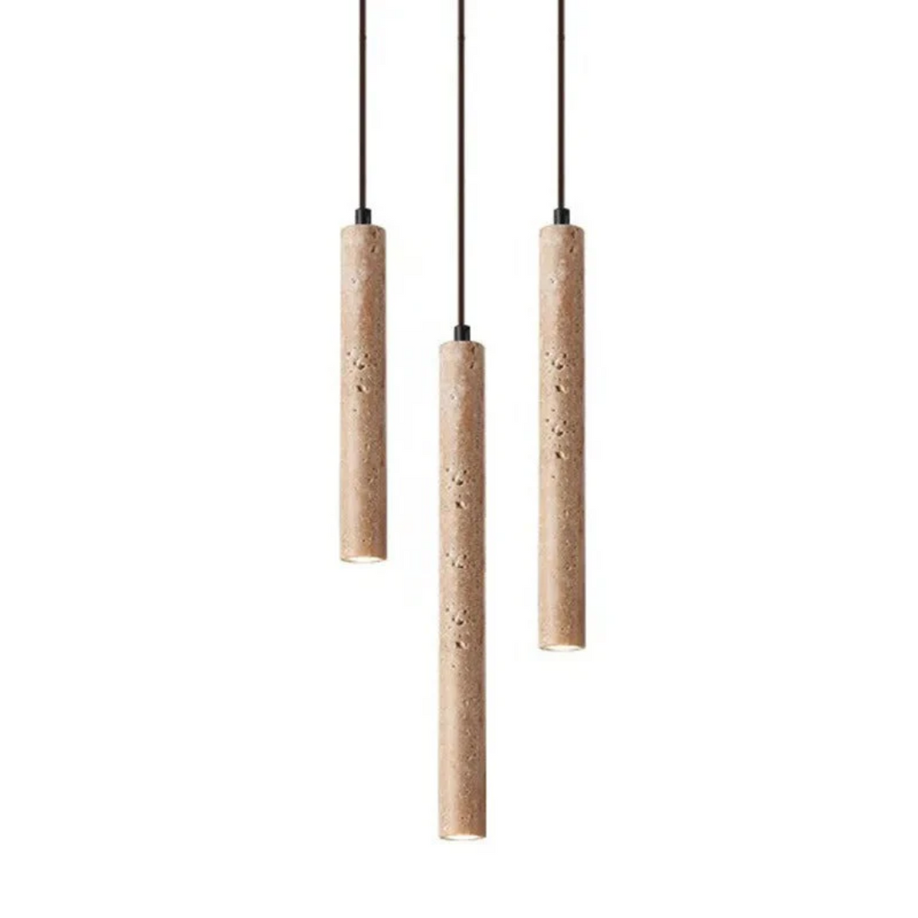 Chandelier LED en Travertin Minimaliste de Style Wabi-Sabi - LumoLine