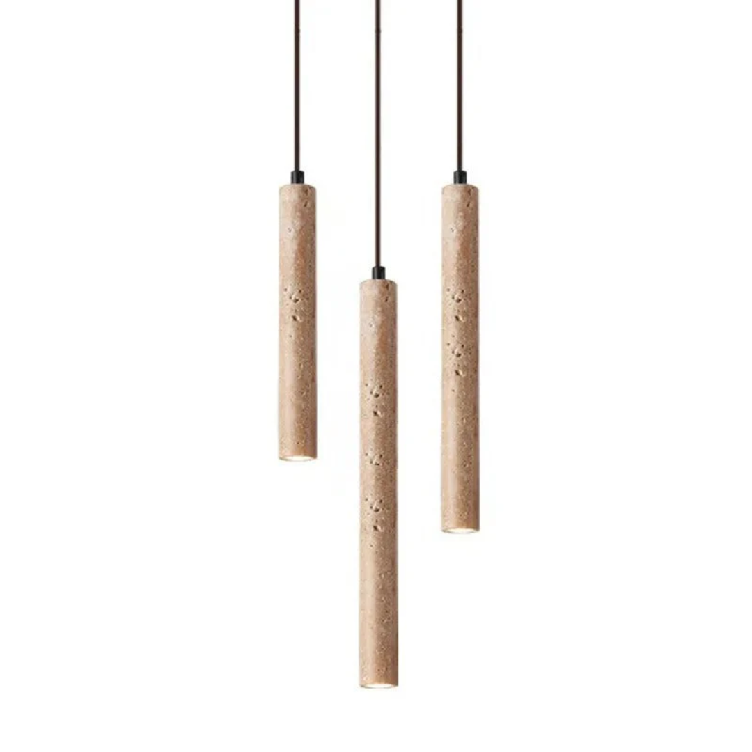 Chandelier LED en Travertin Minimaliste de Style Wabi-Sabi - LumoLine