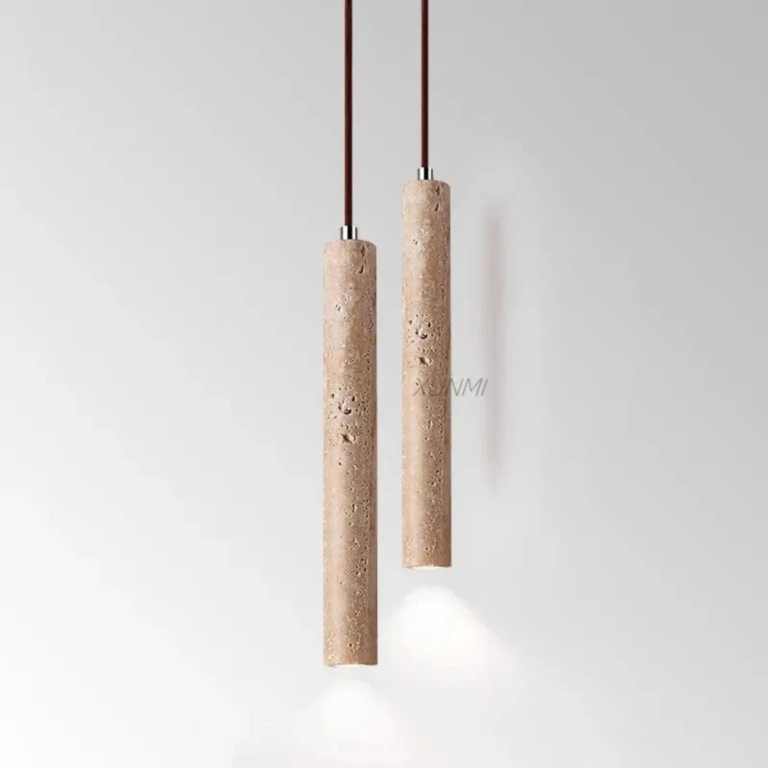 Chandelier LED en Travertin Minimaliste de Style Wabi-Sabi - LumoLine