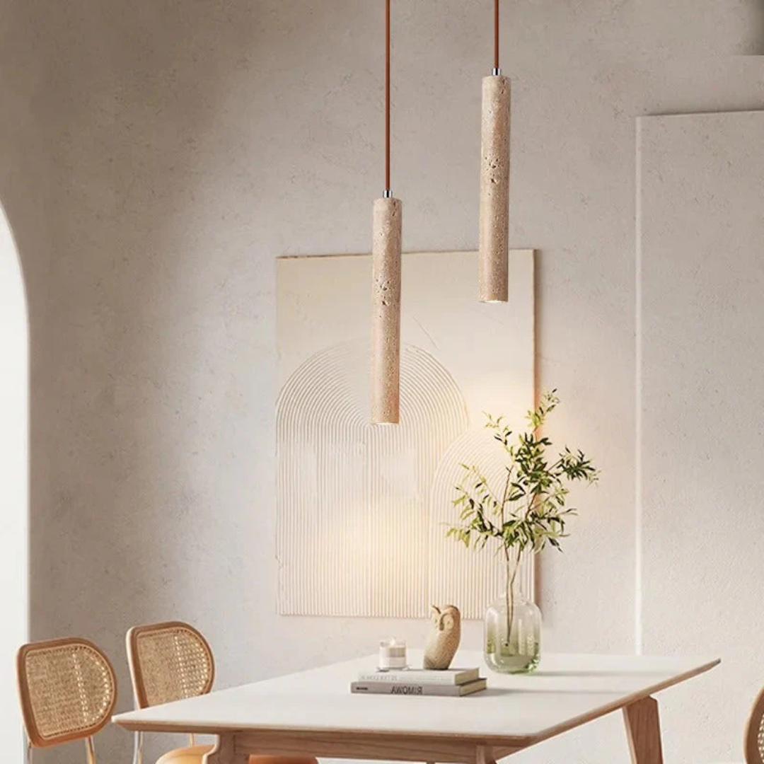 Chandelier LED en Travertin Minimaliste de Style Wabi-Sabi - LumoLine