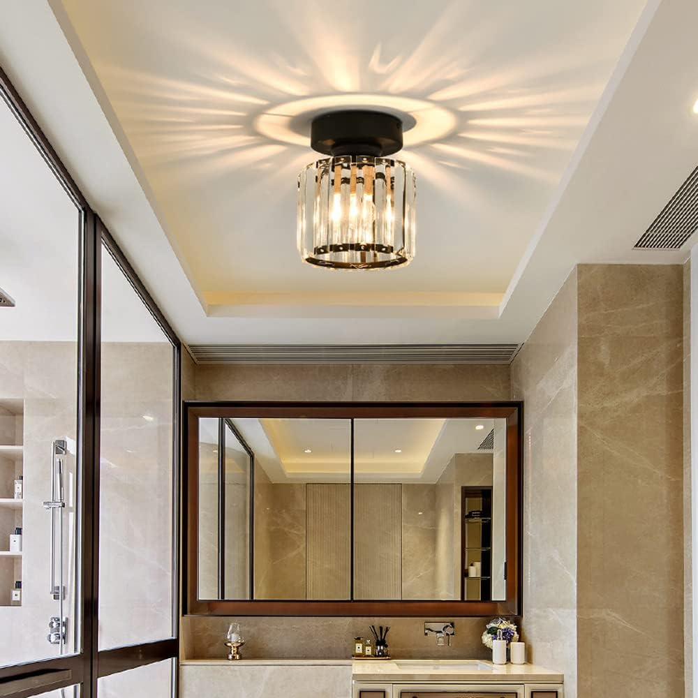 Lumière de Plafond Moderne en Cristal Noir