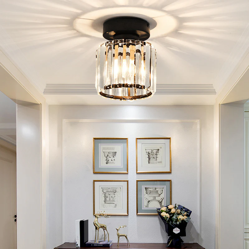Lumière de Plafond Moderne en Cristal Noir