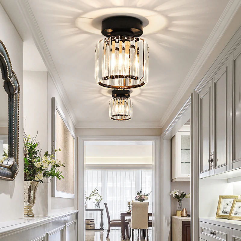 Lumière de Plafond Moderne en Cristal Noir