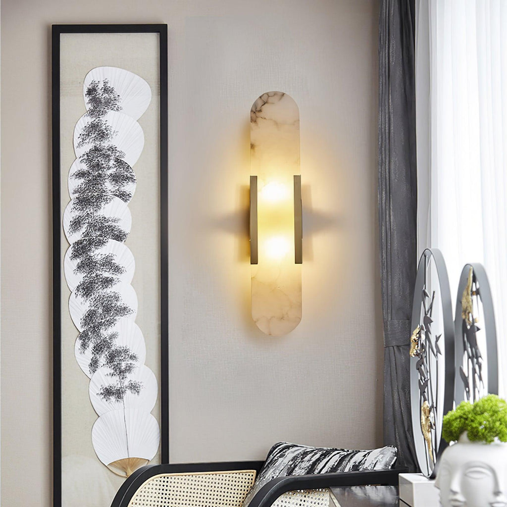 Applique Murale Élégante en Albâtre Allongée – Éclairage Chic Moderne