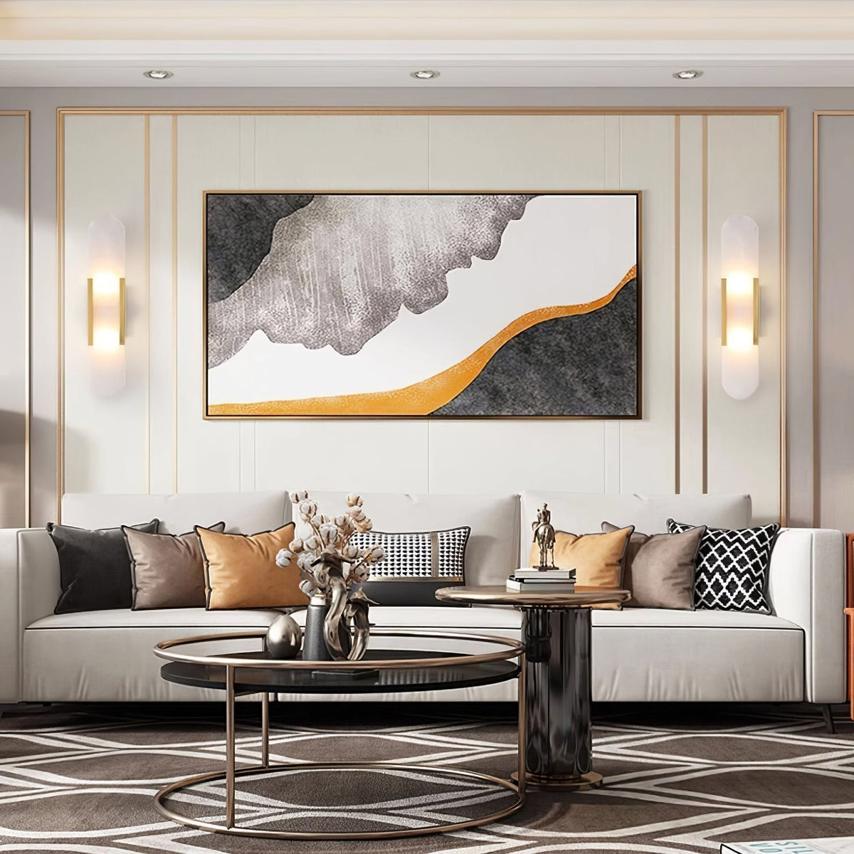Applique Murale Élégante en Albâtre Allongée – Éclairage Chic Moderne