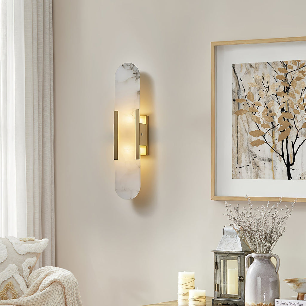 Applique Murale Élégante en Albâtre Allongée – Éclairage Chic Moderne