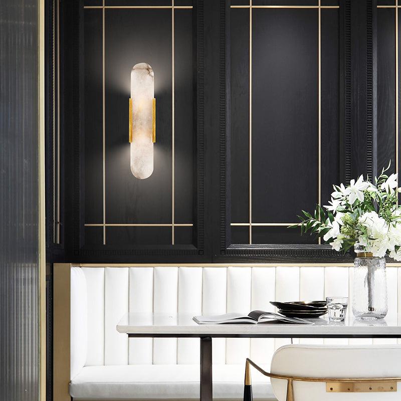 Applique Murale Élégante en Albâtre Allongée – Éclairage Chic Moderne