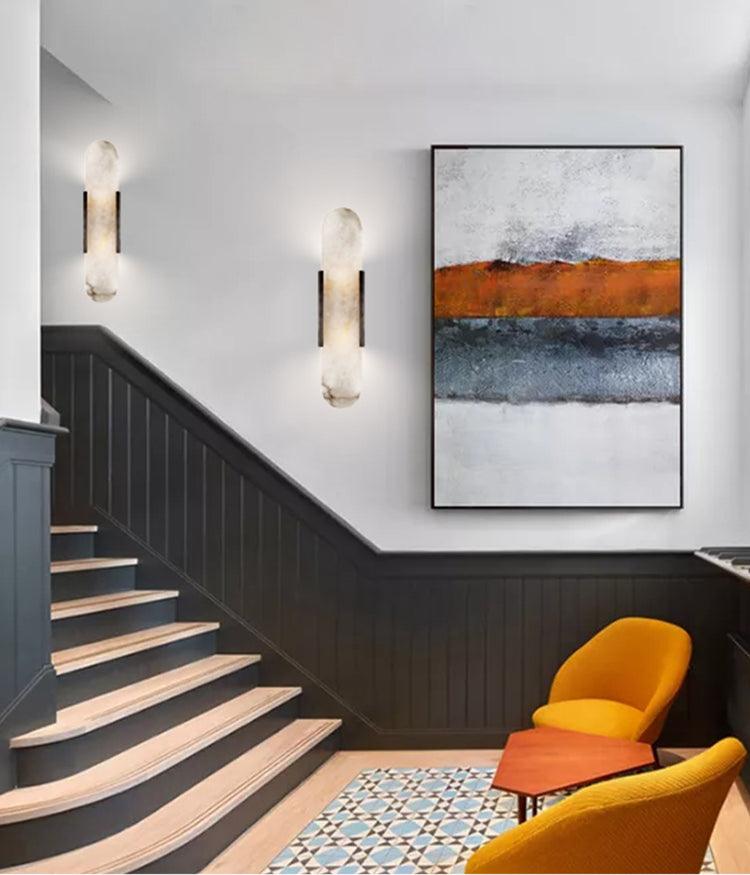Applique Murale Élégante en Albâtre Allongée – Éclairage Chic Moderne