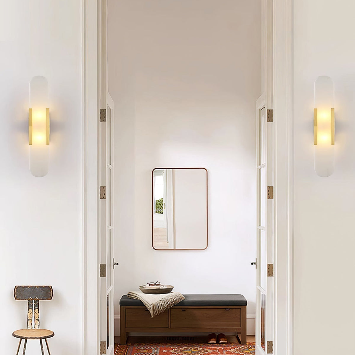 Applique Murale Élégante en Albâtre Allongée – Éclairage Chic Moderne