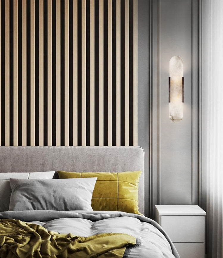 Applique Murale Élégante en Albâtre Allongée – Éclairage Chic Moderne