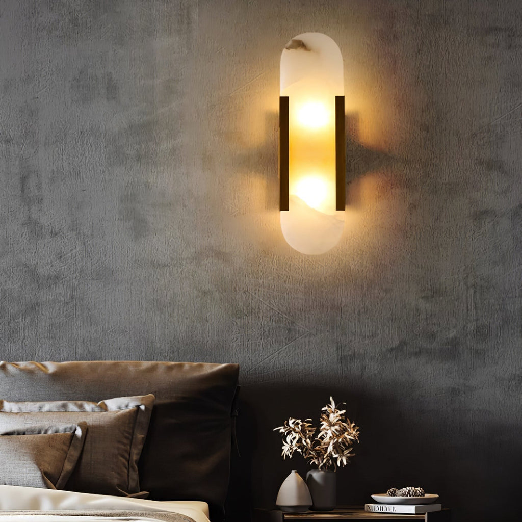 Applique Murale Élégante en Albâtre Allongée – Éclairage Chic Moderne