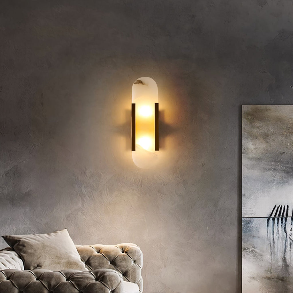 Applique Murale Élégante en Albâtre Allongée – Éclairage Chic Moderne