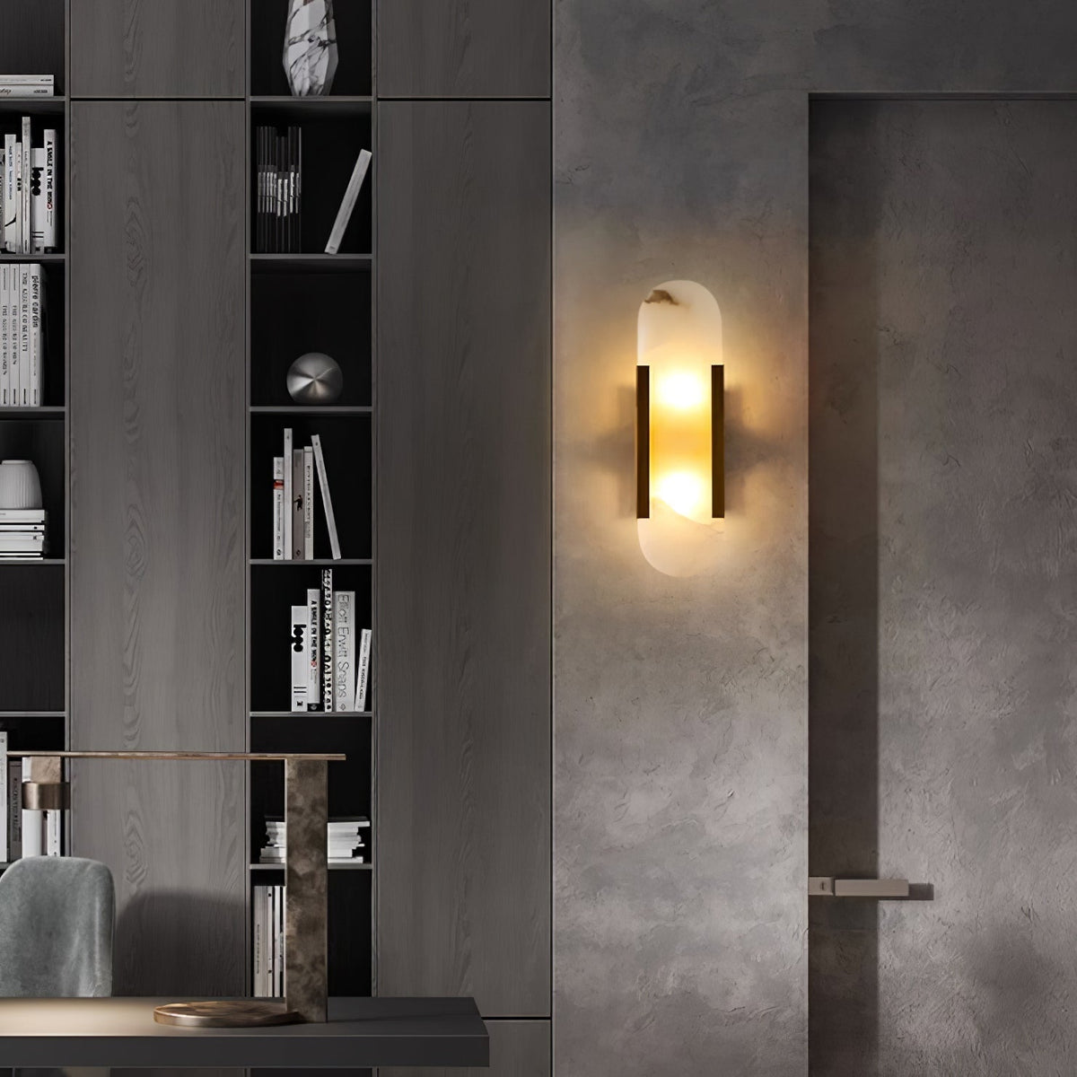 Applique Murale Élégante en Albâtre Allongée – Éclairage Chic Moderne