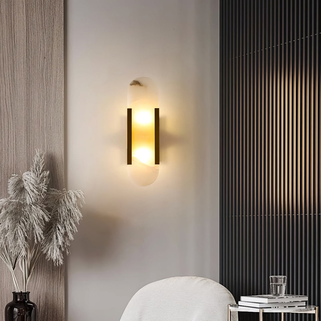 Applique Murale Élégante en Albâtre Allongée – Éclairage Chic Moderne