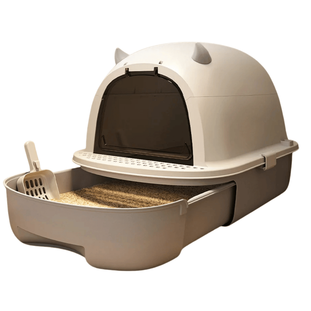 Boîte à Litière Fermée pour Chat avec Porte Battante et Tiroir Amovible