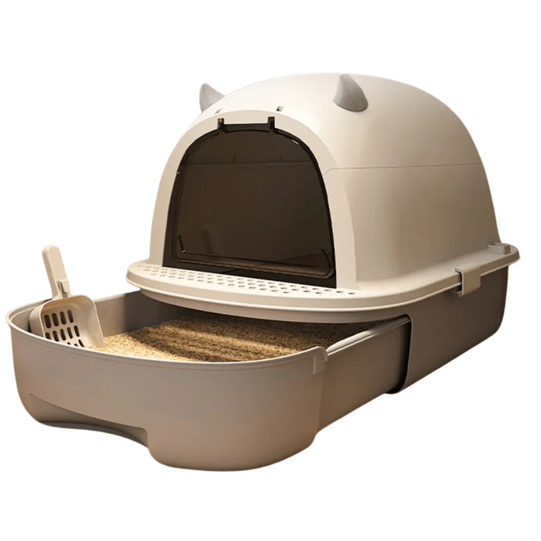 Boîte à Litière Fermée pour Chat avec Porte Battante et Tiroir Amovible