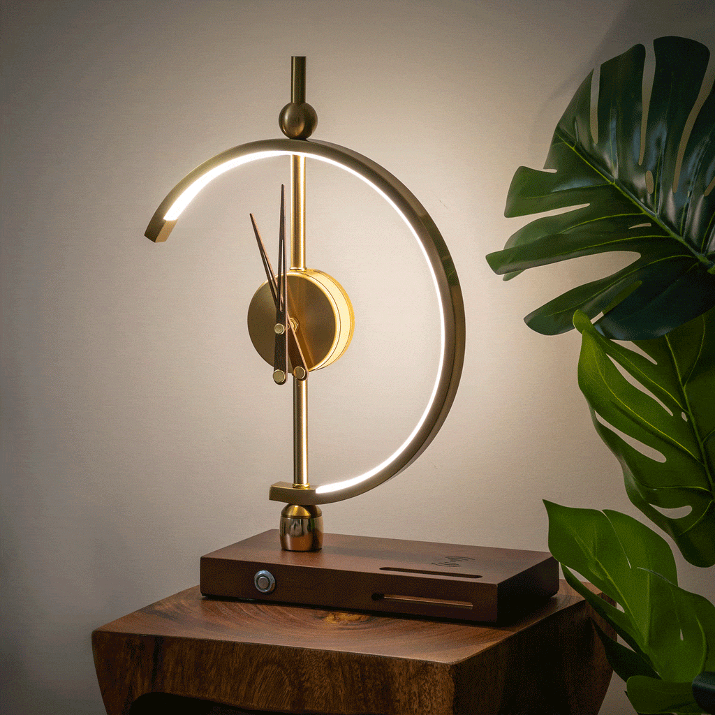 Lampe Sans Fil Moderne avec LED et Horloge pour Maison/Bureau
