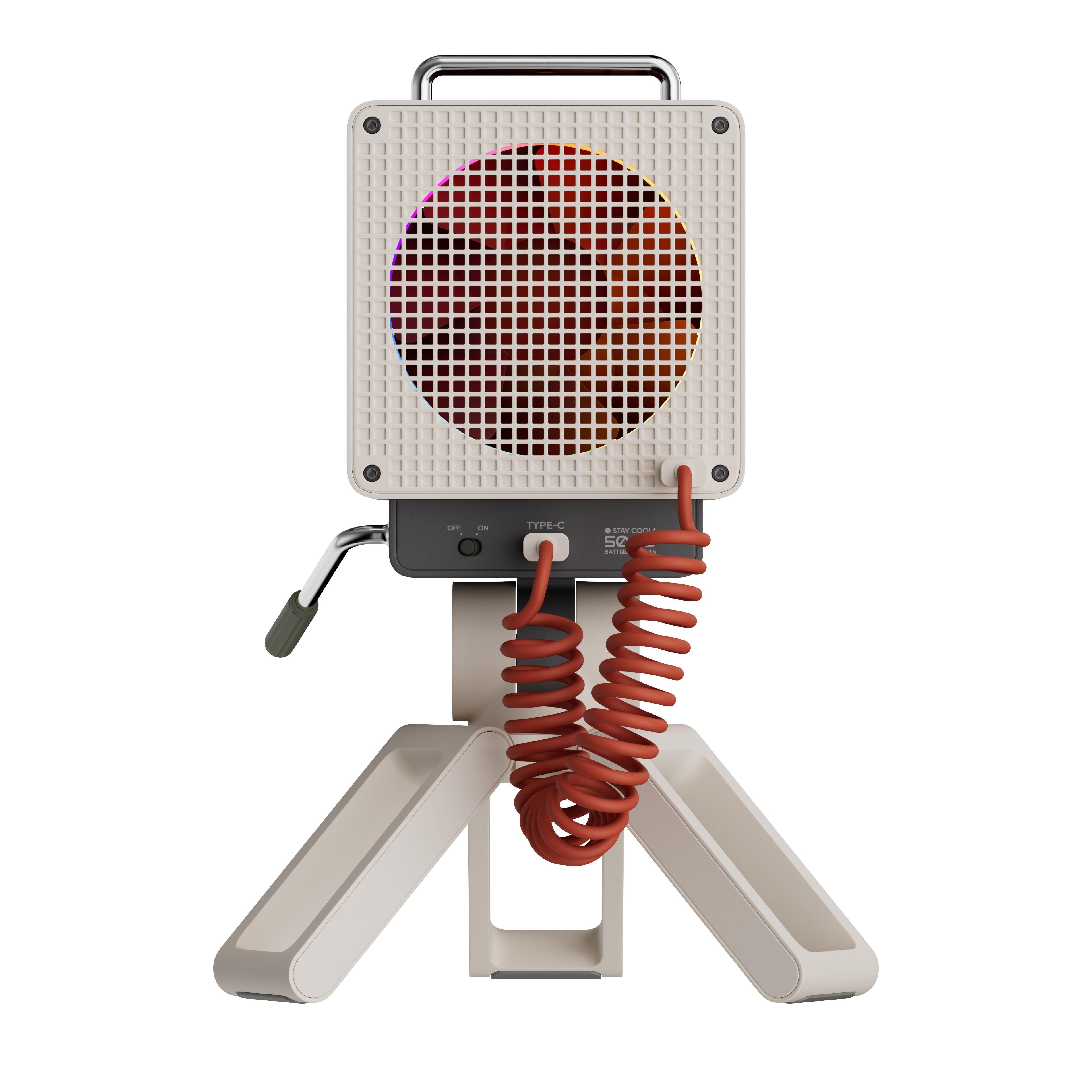 KOKOGOL AirPixel™ Ventilateur de table rétro RGB avec écran LED matriciel et batterie de 5000 mAh
