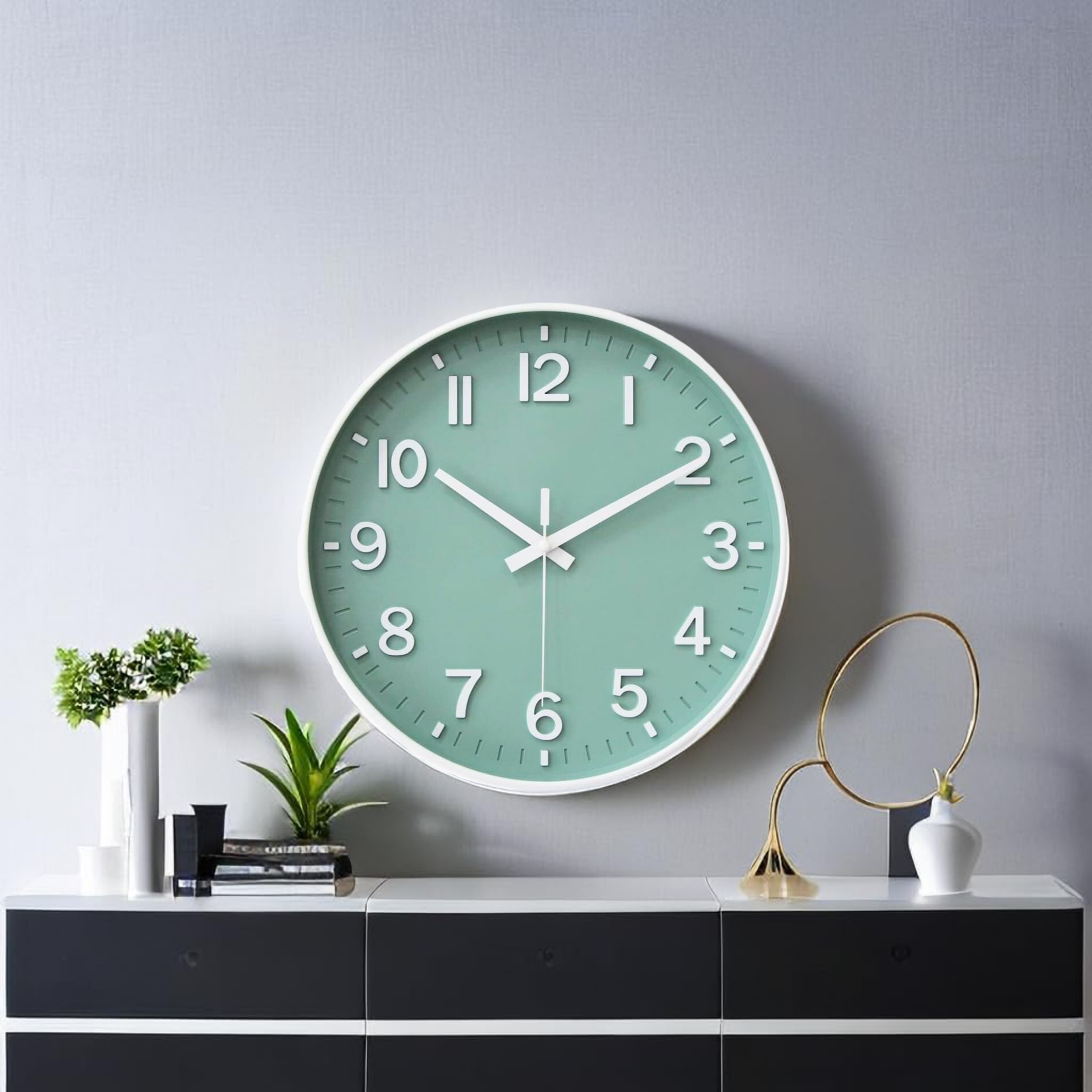 Horloge Murale Moderne Silencieuse - Grands Chiffres | Diamètre 30 cm