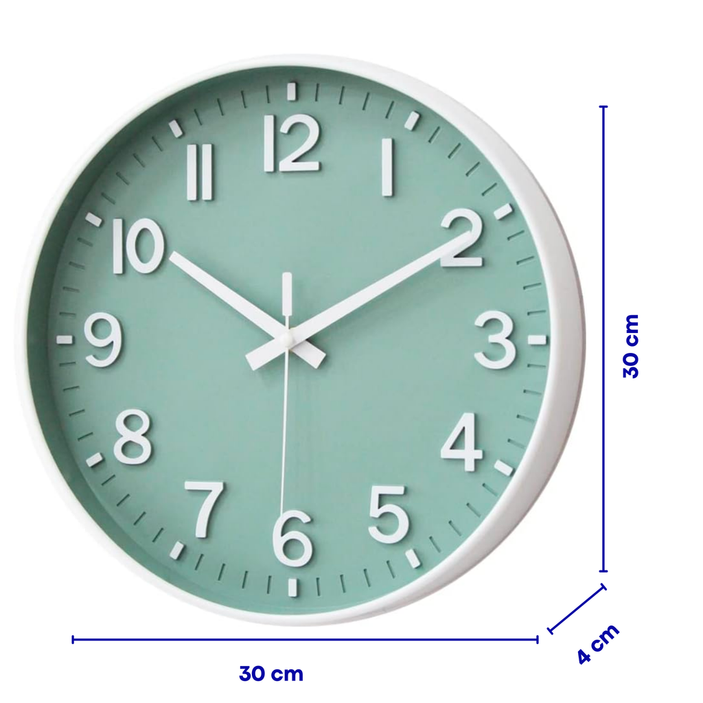 Horloge Murale Moderne Silencieuse - Grands Chiffres | Diamètre 30 cm