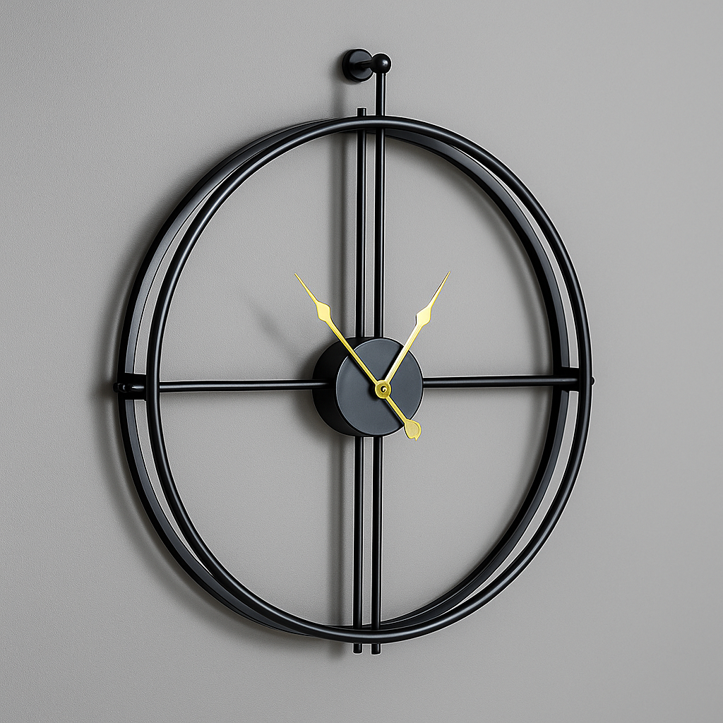 Horloge Murale Vermilion | Style Silencieux | Design Noir/Gris – 55/60 cm