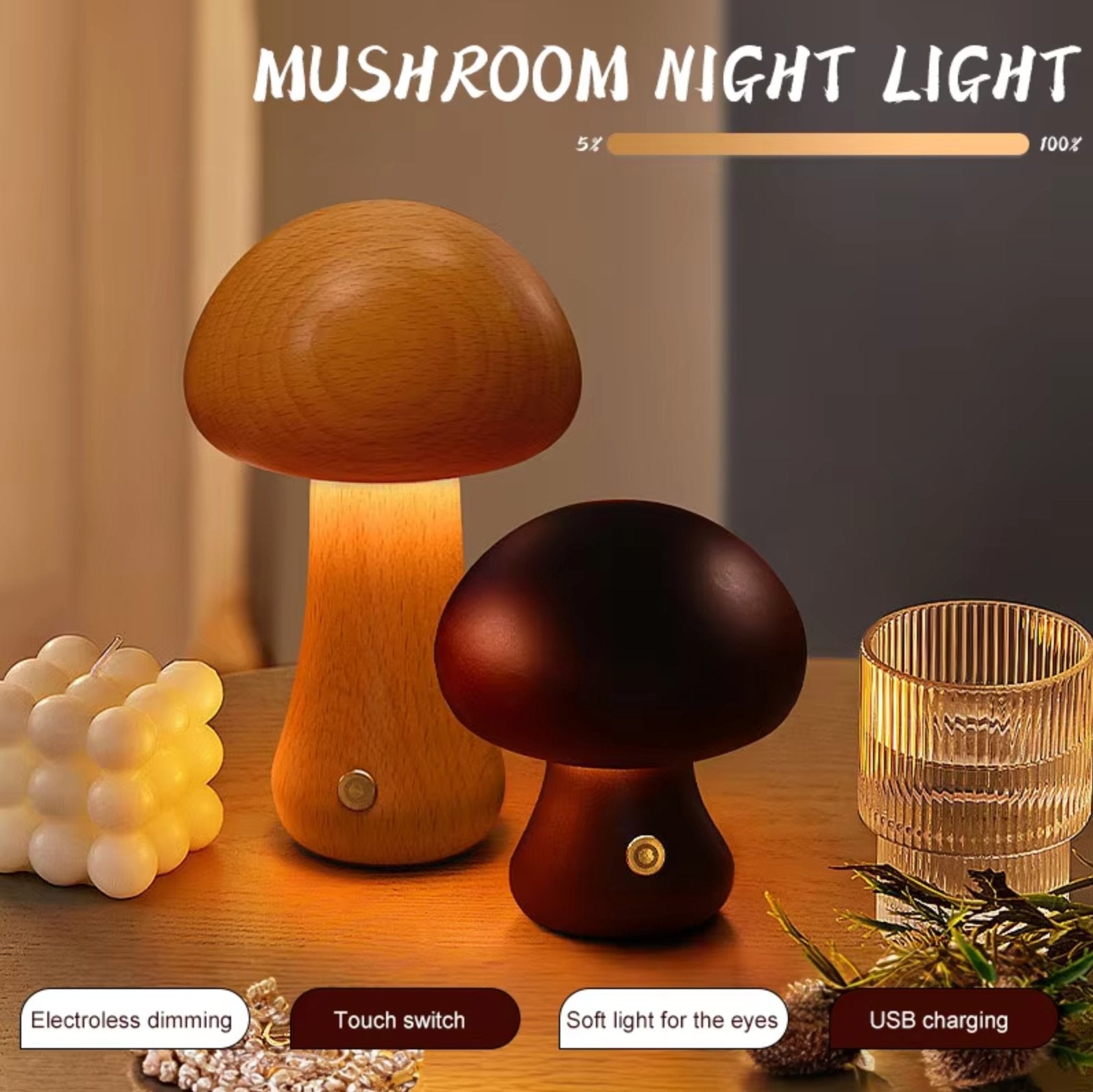 MushGlow™ | Chaleur et atmosphère dans un beau design en bois.