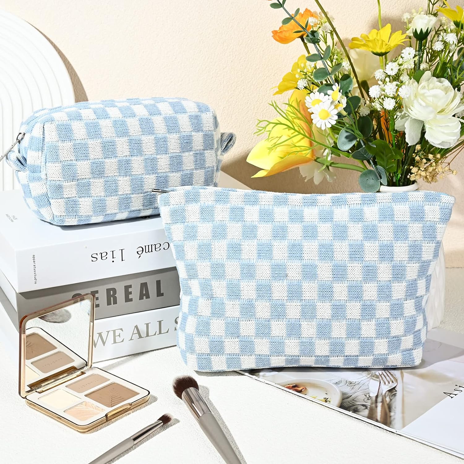 Ensemble de Trousse de Maquillage à Carreaux Indispensable