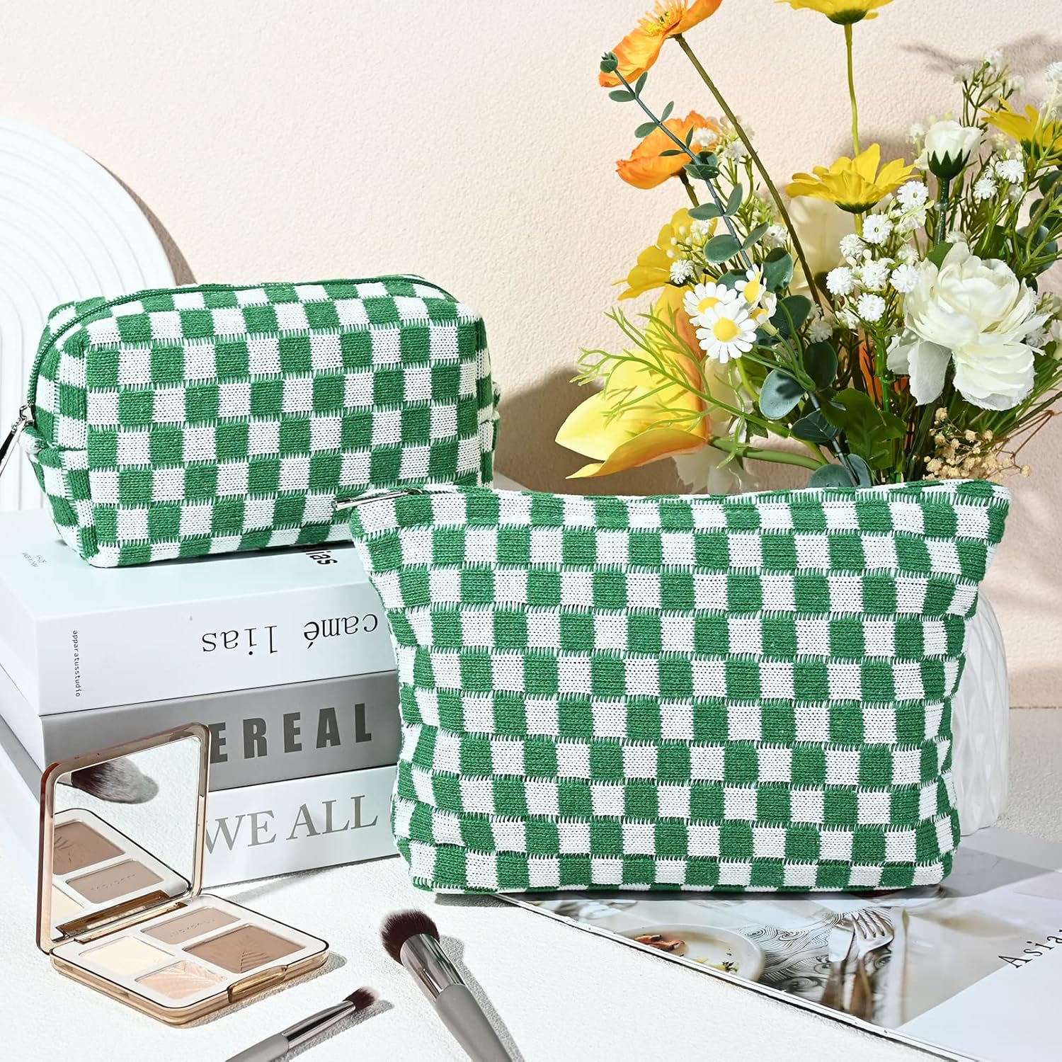 Ensemble de Trousse de Maquillage à Carreaux Indispensable
