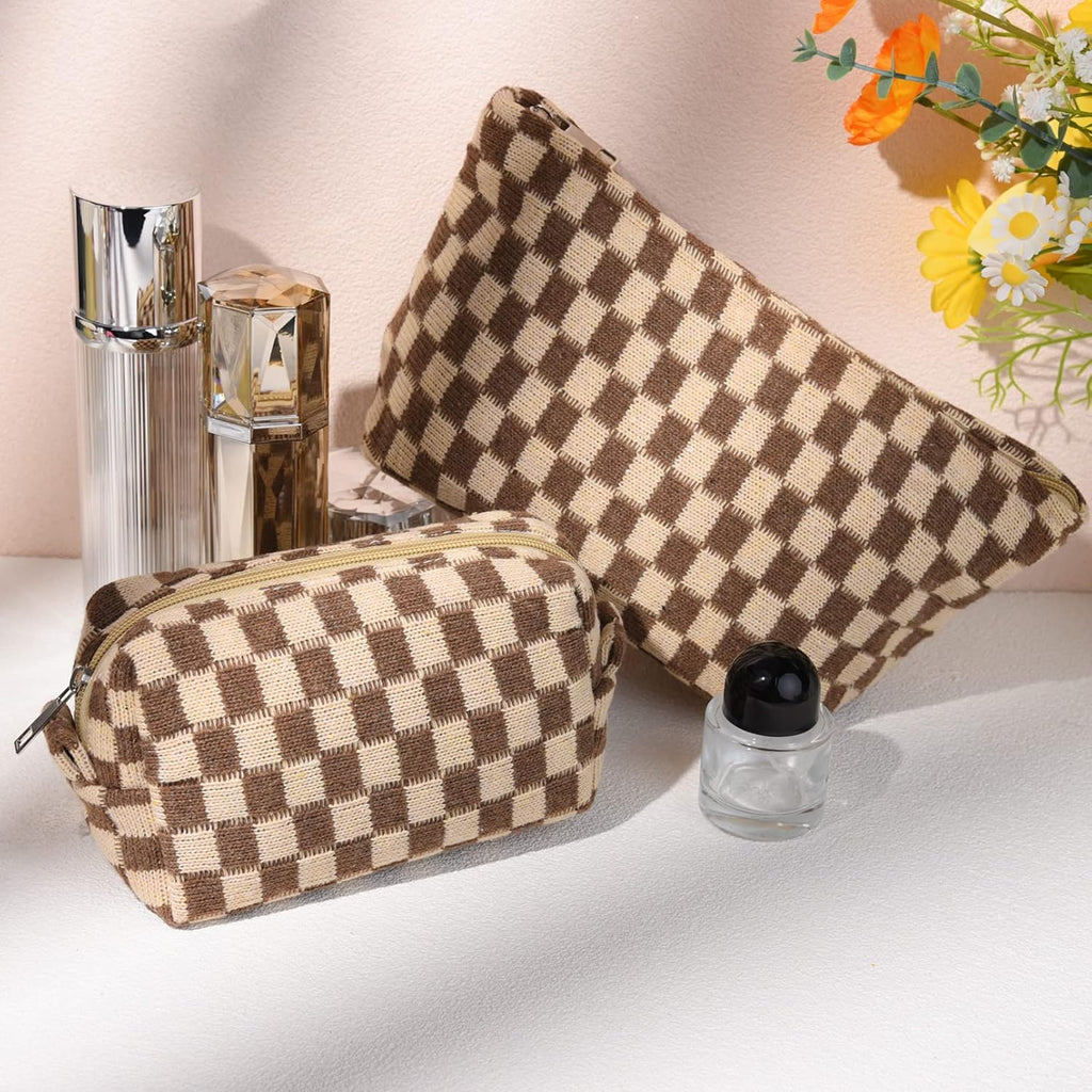 Ensemble de Trousse de Maquillage à Carreaux Indispensable