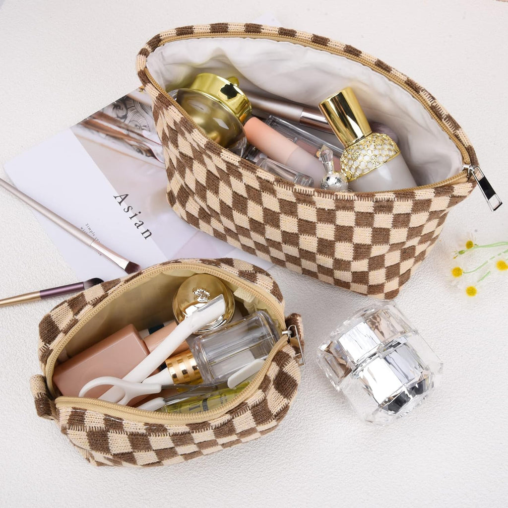 Ensemble de Trousse de Maquillage à Carreaux Indispensable