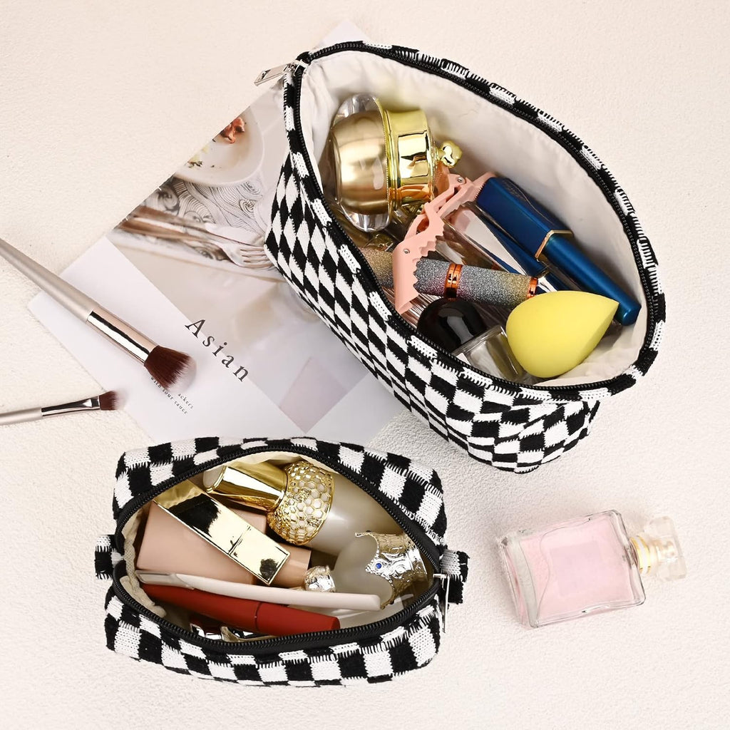 Ensemble de Trousse de Maquillage à Carreaux Indispensable