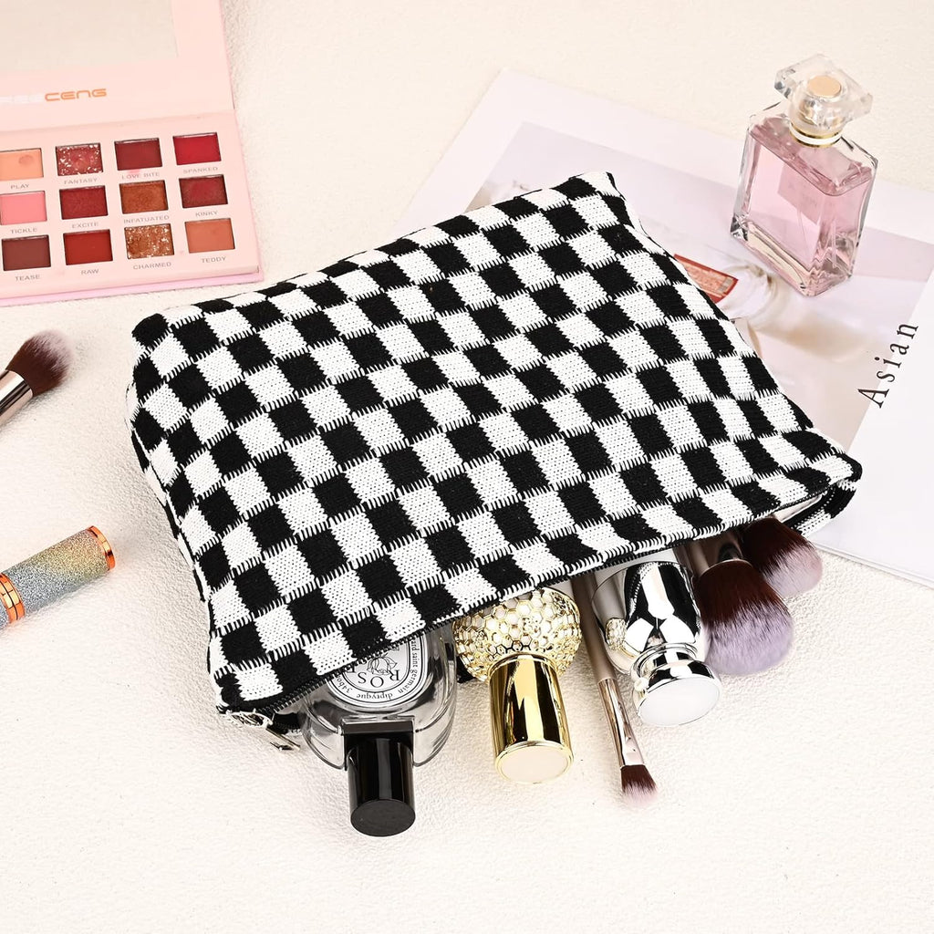 Ensemble de Trousse de Maquillage à Carreaux Indispensable
