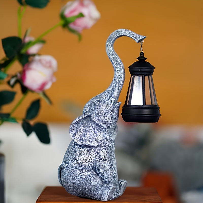 Lampe de jardin solaire en forme d'éléphant avec lumière décorative