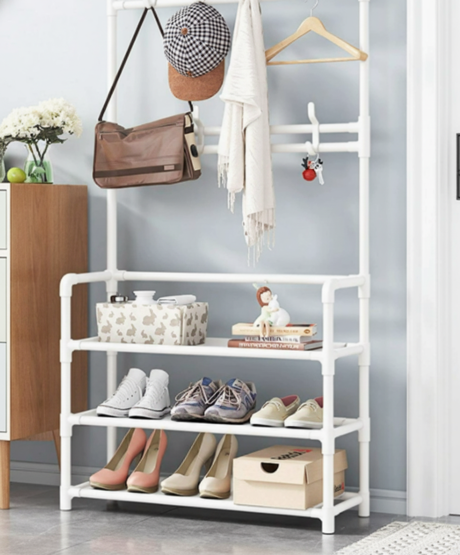 Support à manteaux avec étagère à chaussures Multi-Couches construction en acier – EntryMate