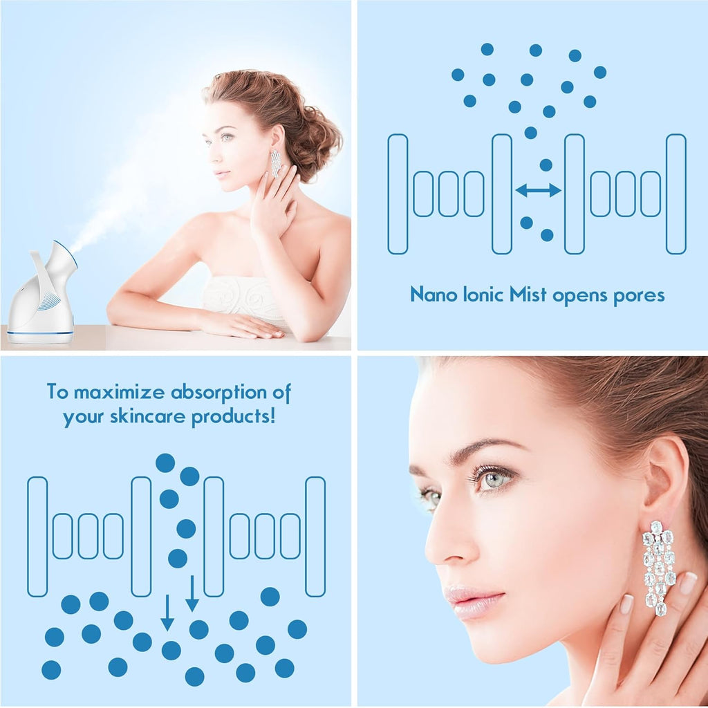 Nano Ionic Facial Steamer – Nettoyez en profondeur et hydratez votre peau !