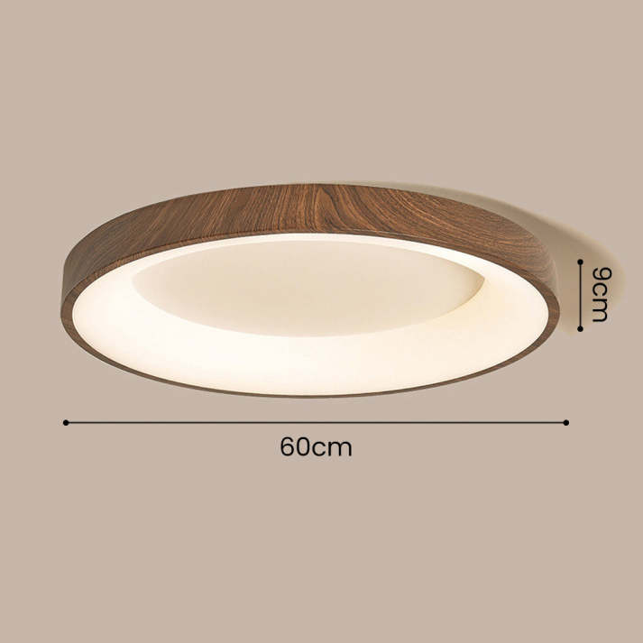 Lumière de Plafond LED en Bois Naturel avec Design Circulaire