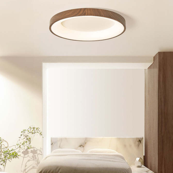 Lumière de Plafond LED en Bois Naturel avec Design Circulaire