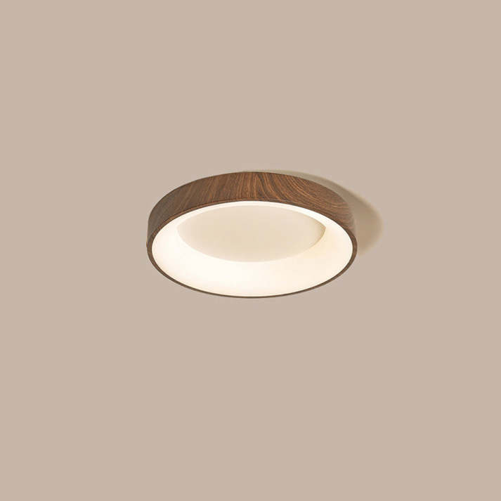 Lumière de Plafond LED en Bois Naturel avec Design Circulaire