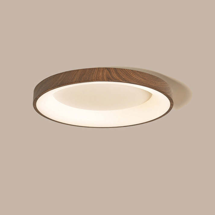 Lumière de Plafond LED en Bois Naturel avec Design Circulaire