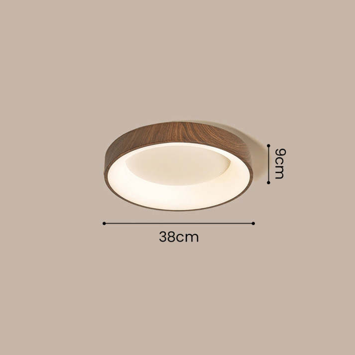 Lumière de Plafond LED en Bois Naturel avec Design Circulaire