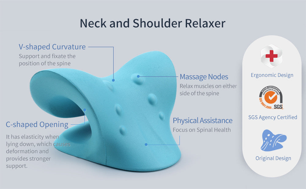 ÉTIREUR DE COU ET D'ÉPAULE - CUSHION DE MASSAGE POUR TRACTION CERVICALE POUR ALIGNEMENT SPINAL