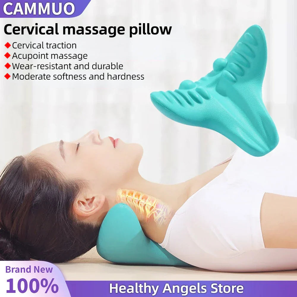 ÉTIREUR DE COU ET D'ÉPAULE - CUSHION DE MASSAGE POUR TRACTION CERVICALE POUR ALIGNEMENT SPINAL
