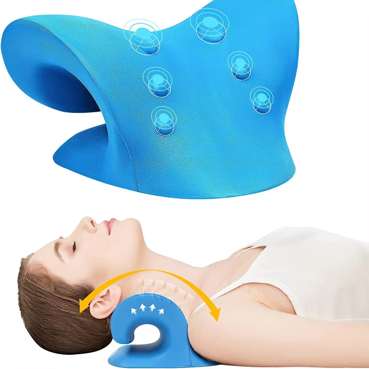 ÉTIREUR DE COU ET D'ÉPAULE - CUSHION DE MASSAGE POUR TRACTION CERVICALE POUR ALIGNEMENT SPINAL